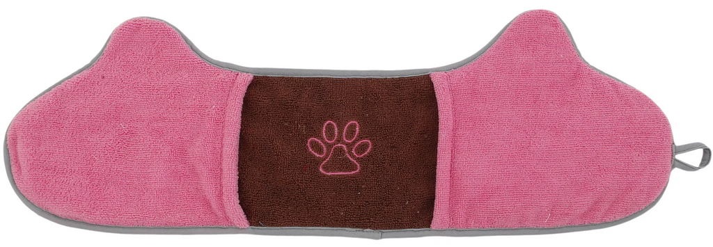 2-in-1 microfiber grooming towel and pin brush for dogs with dual hand pockets and soft flexible bristles