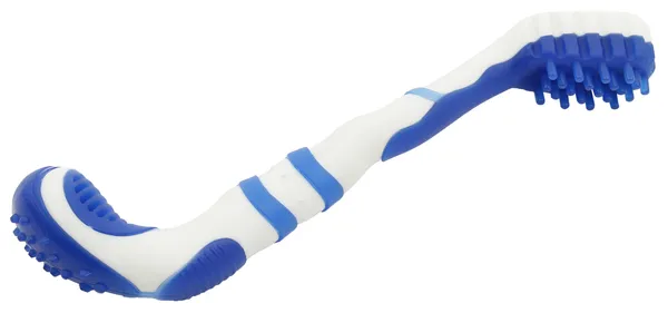 Durable tooth brush for dogs with soft TPR bristles for dental care and gum massage