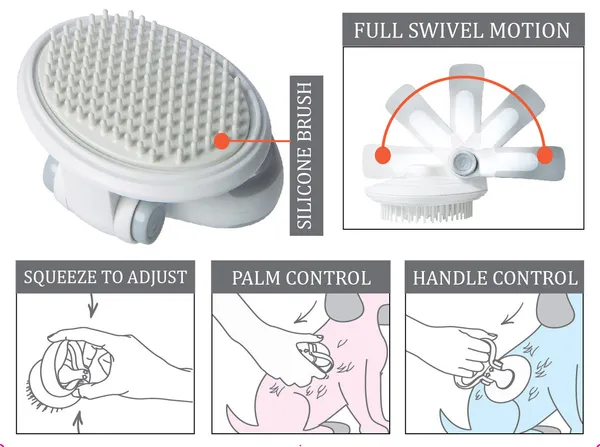 Swivel Travel Silicone Massage Dog Brush