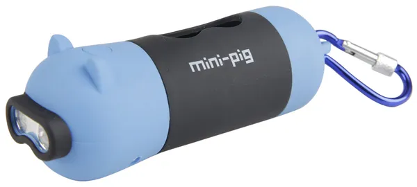 Oink dog poop bag holder with LED flashlight and pig-shaped design in multiple colors