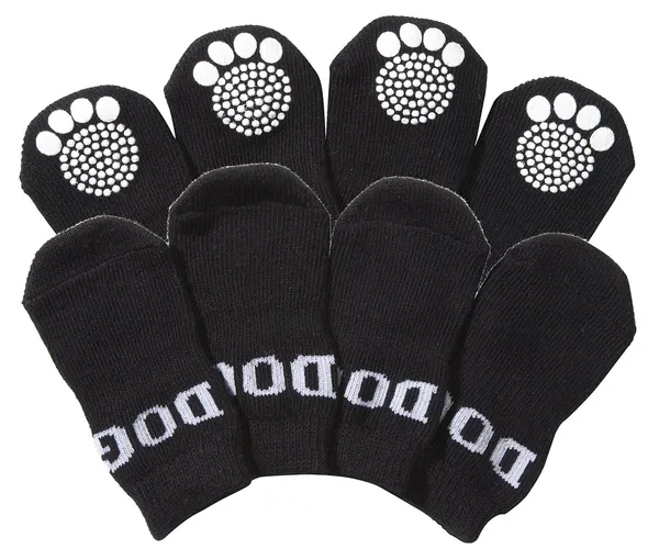 Set of 4 dog shoes with rubberized soles in multiple colors for small to large breeds
