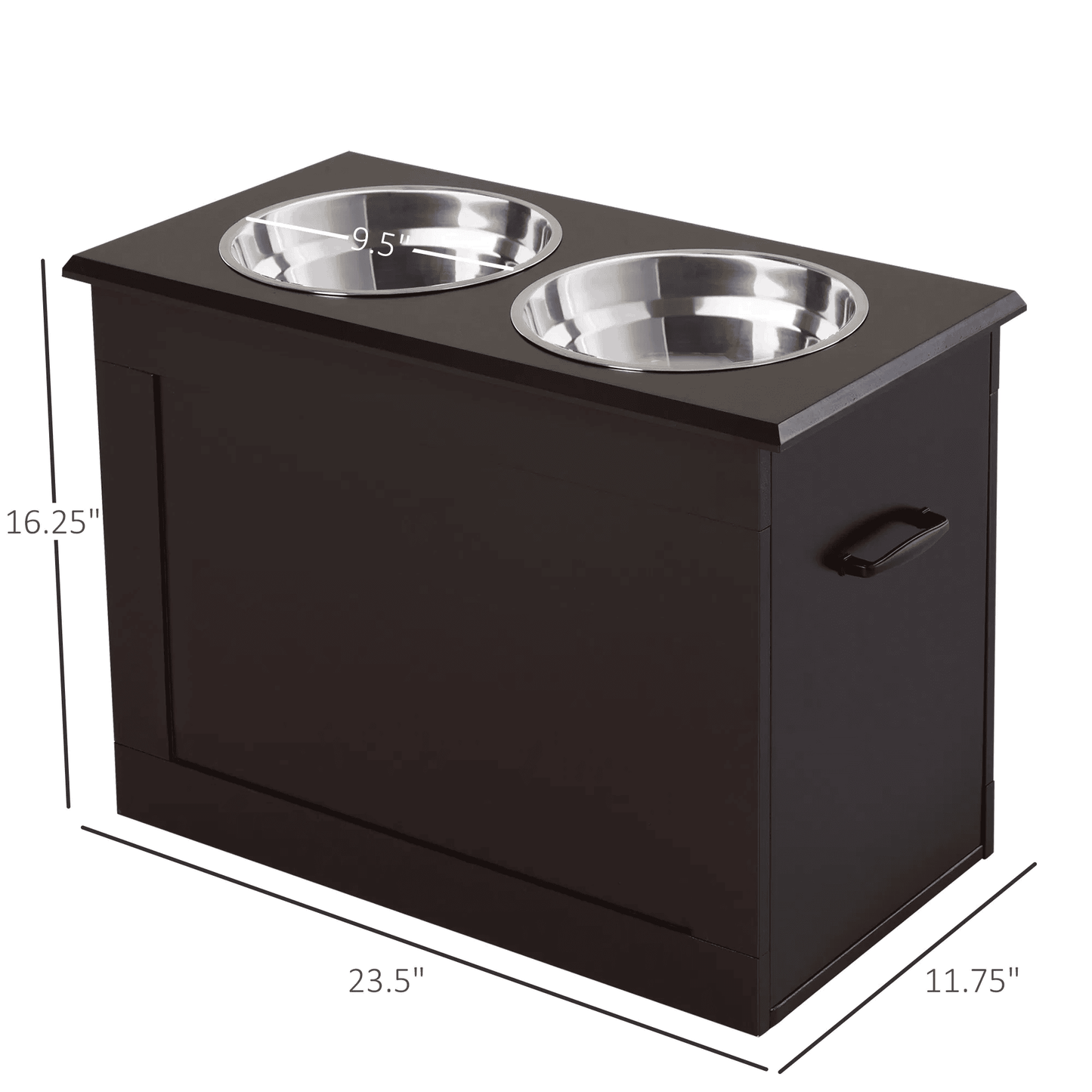 Elevated Dog Bowls with Storage - Dark Brown