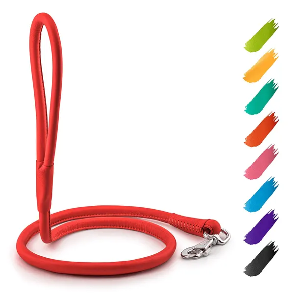 4ft Leather Rolled Dog Leash
