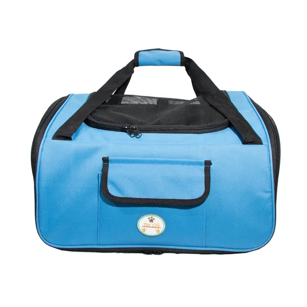 Collapsible travel wire folding dog car seat carrier with mesh sunroof and nylon pouches