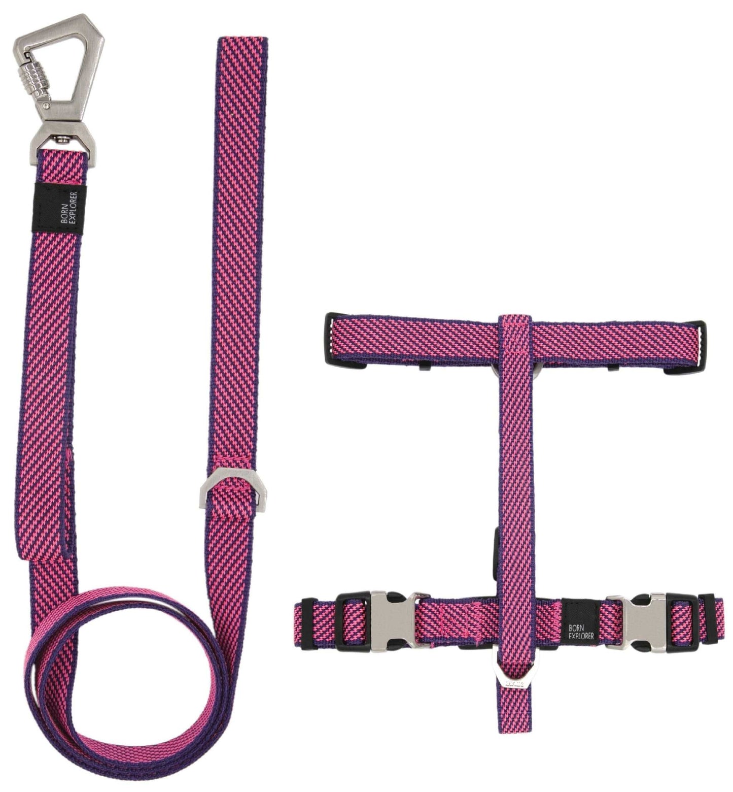 2-in-1 convertible dog walking set made of durable nylon with adjustable leash and metal swivel lock