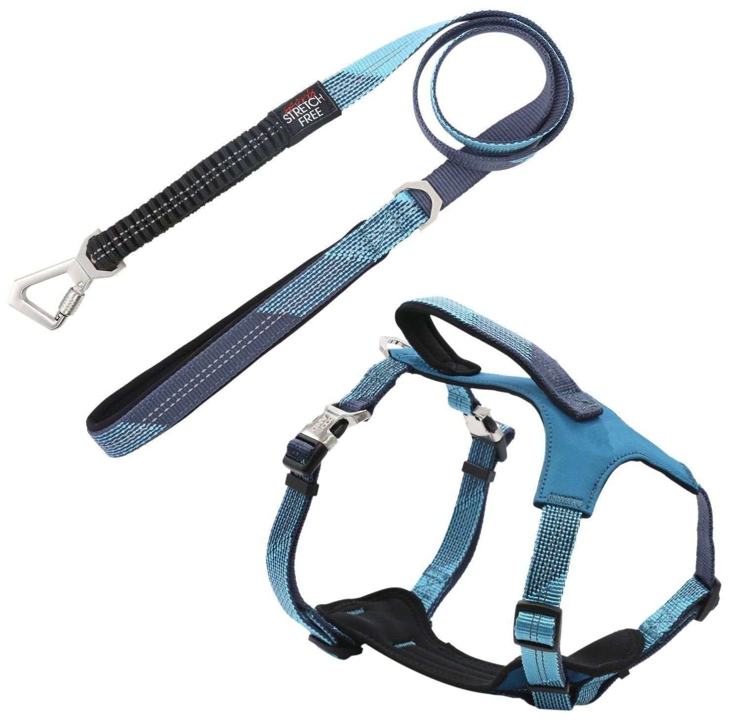 2-in-1 neoprene padded reflective dog walking set with shock-absorbing leash and adjustable harness