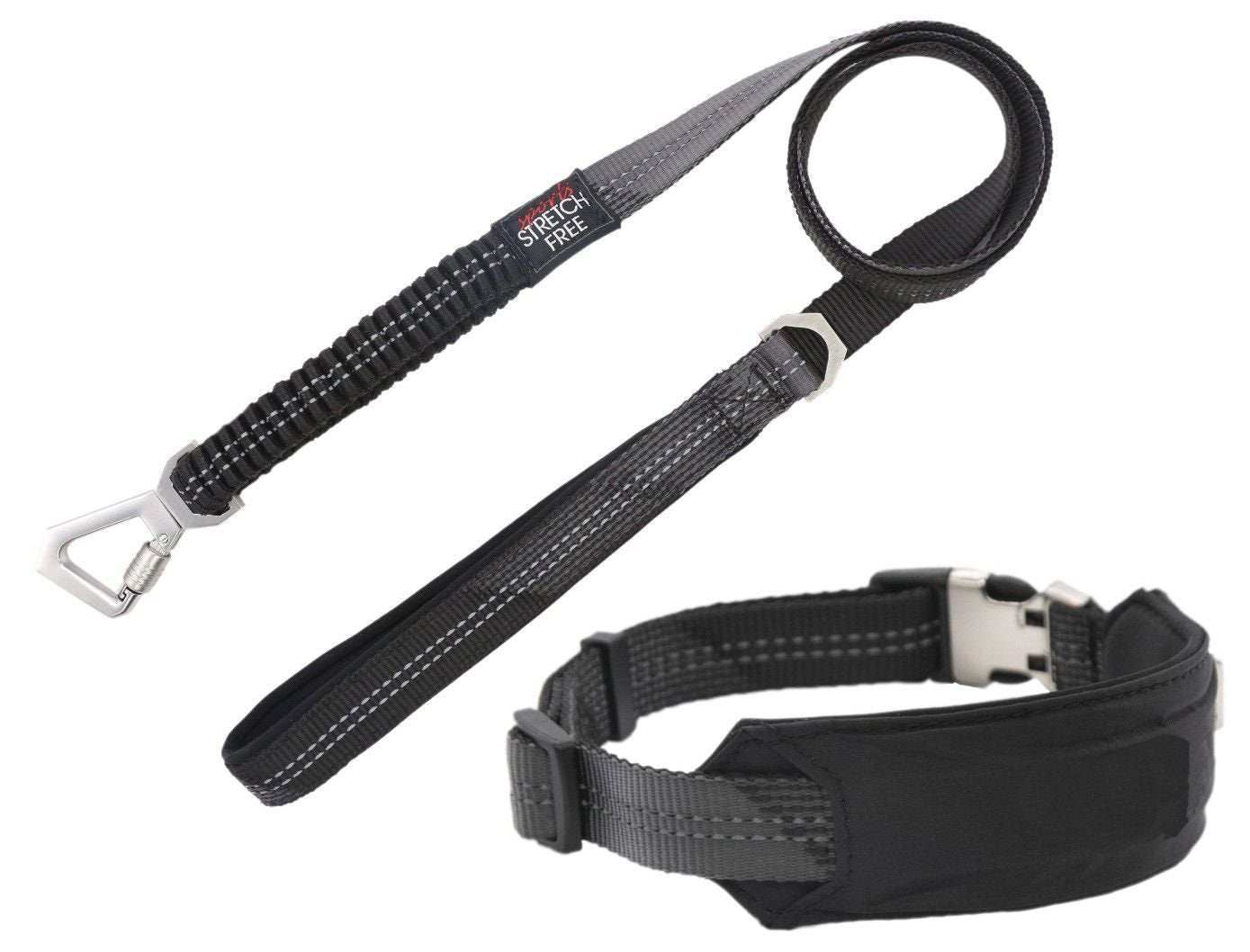 Reflective Dog Walking Set with neoprene padding and geometric patterned collar and leash