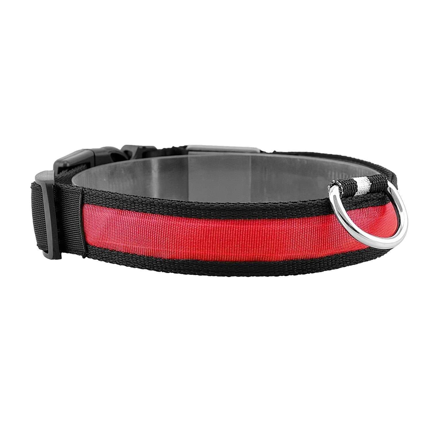 Adjustable LED dog collar lights with USB rechargeable safety flashing modes and sturdy snap buckle