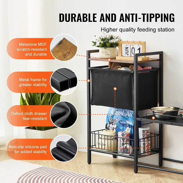 Elevated Dog Bowls with Storage Shelves