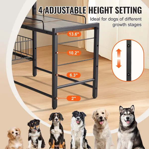 Elevated Dog Bowls with Storage Shelves