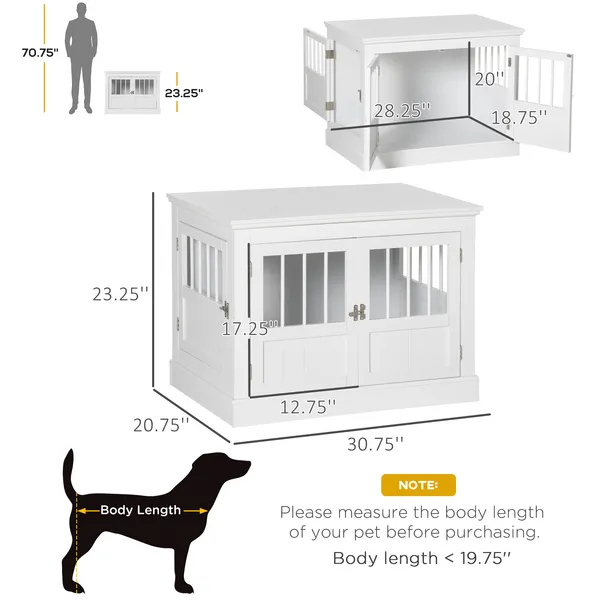 Wooden Furniture Style Dog Crate End Table - White